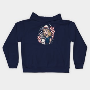 Patriotic Cat Mother Kids Hoodie